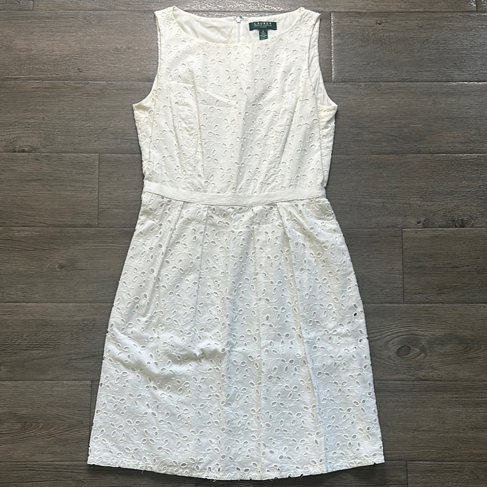 Ralph Lauren White Eyelet Midi Dress